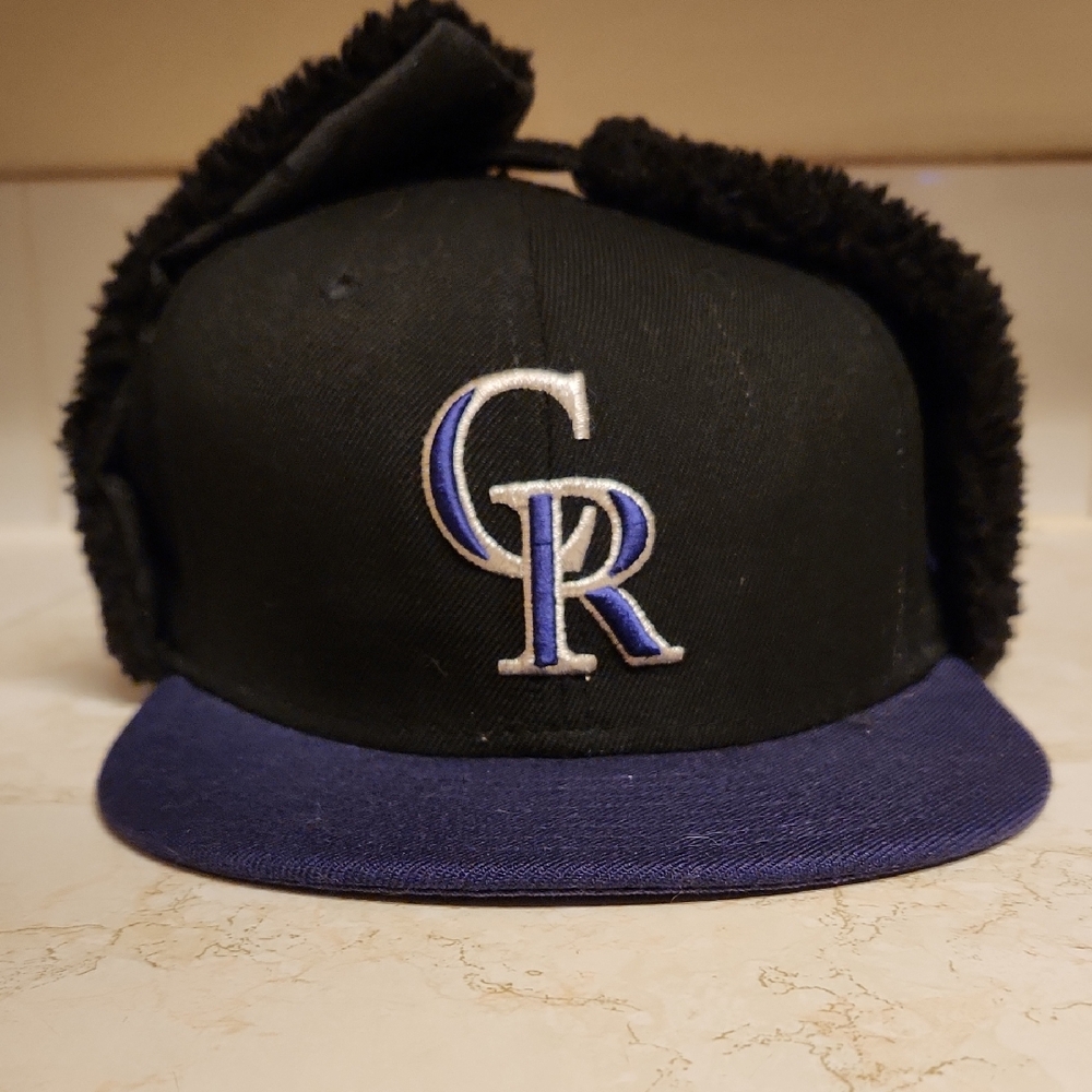 Colorado Rockies Black & Purple New Era Fitted Winter Hat 7 1/4 Vintage Y2K